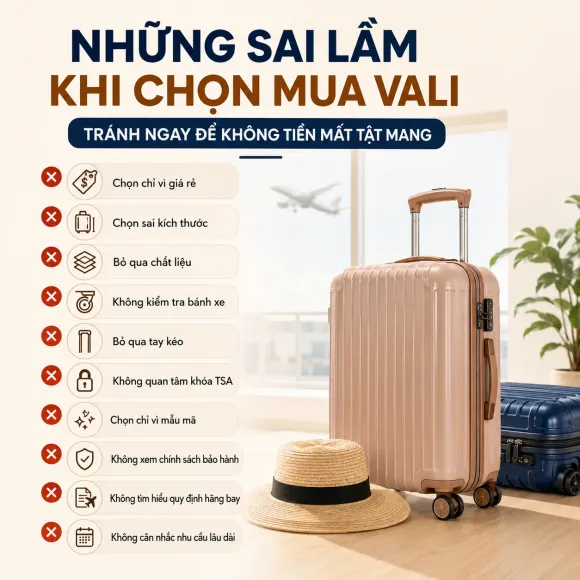 Những Sai Lầm Khi Chọn Mua Vali Mà Nhiều Người Mắc Phải – Tránh Ngay Để Không Tiền Mất Tật Mang
